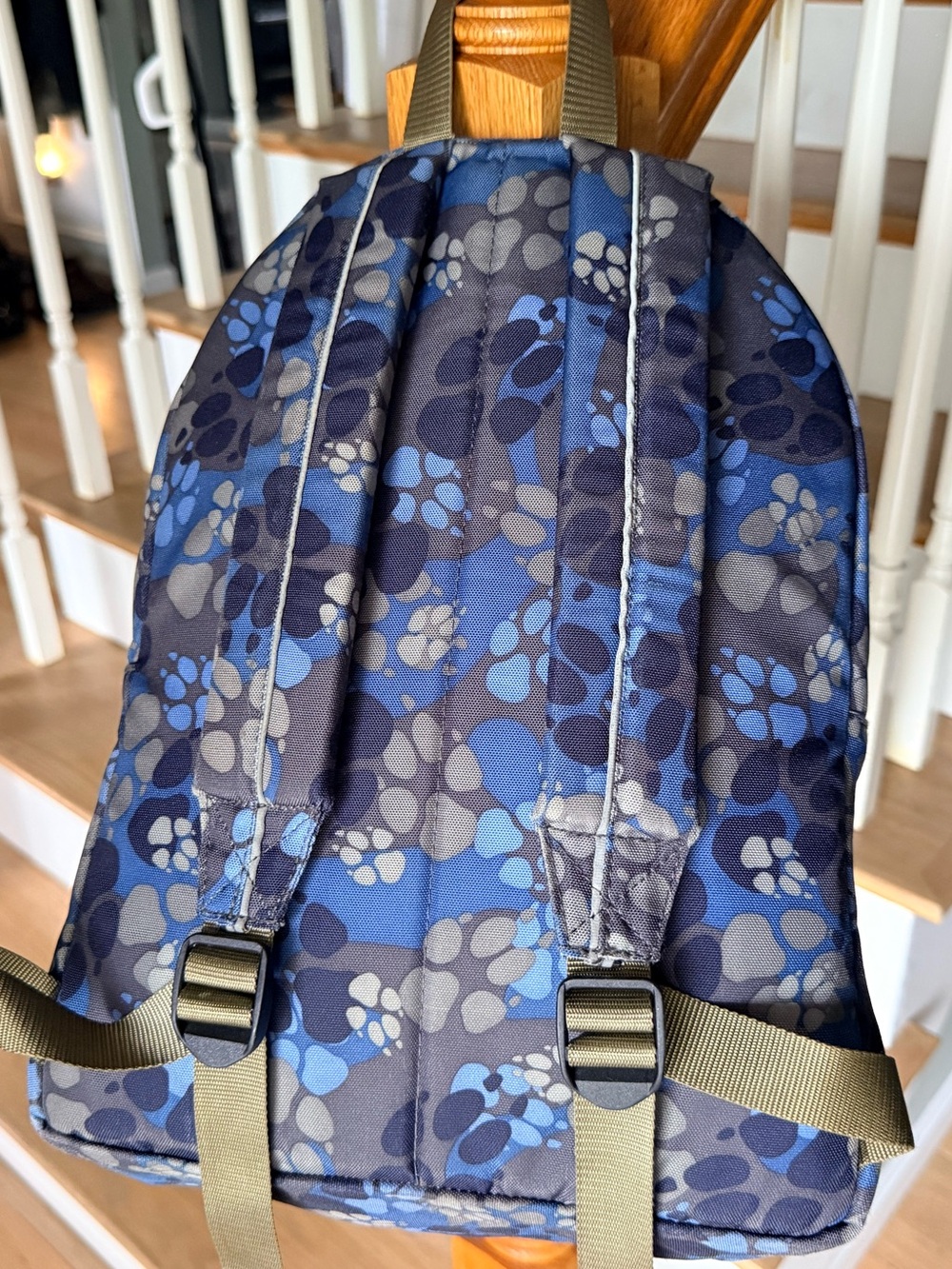 L.L.Bean Kids Backpack Blue Paw Print - Picture 2 of 8
